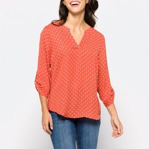 Elegant Orange Polka Dot Blouse